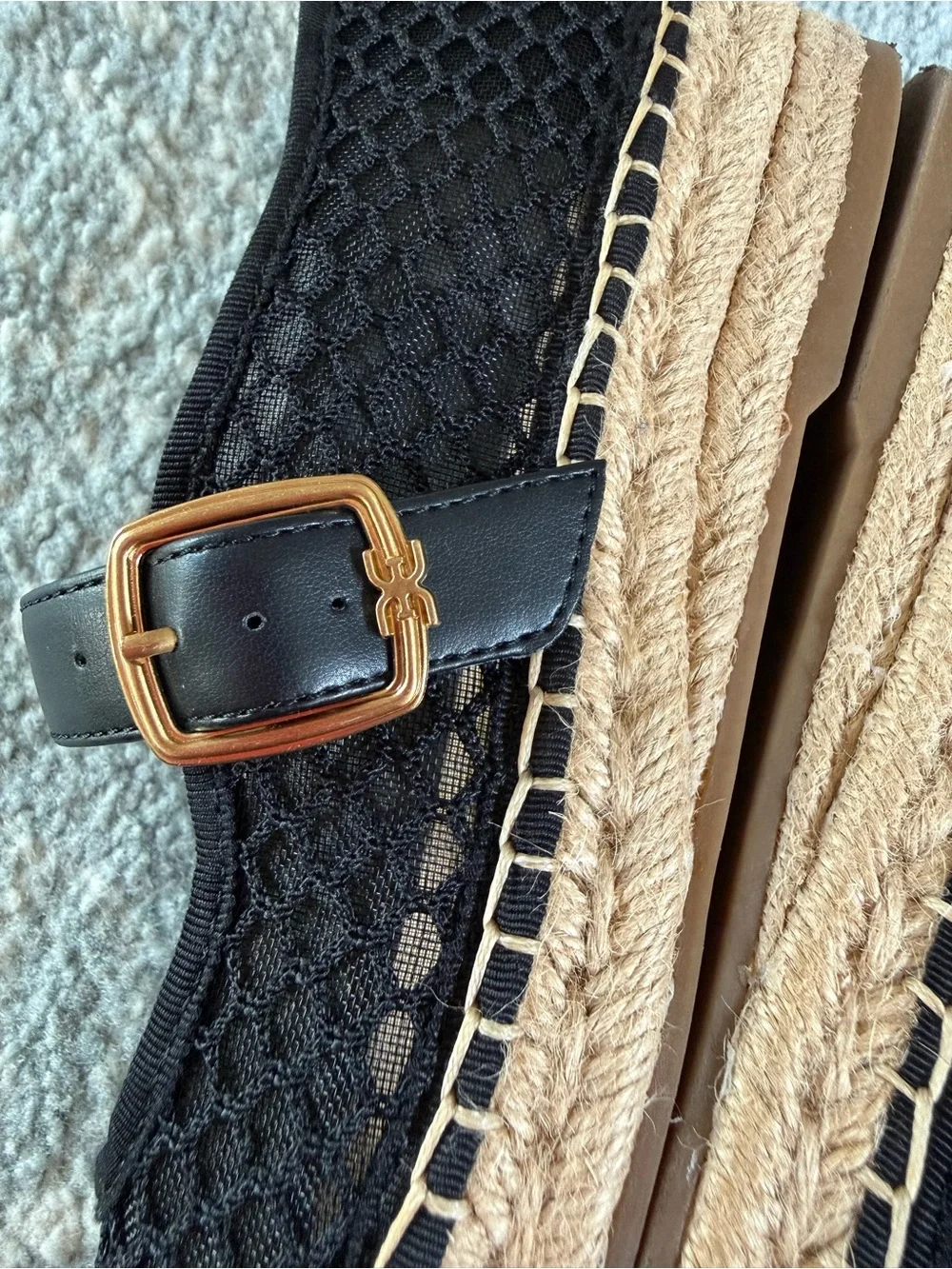 Sam Edelman Black Mesh Mary Jane Espadrilles